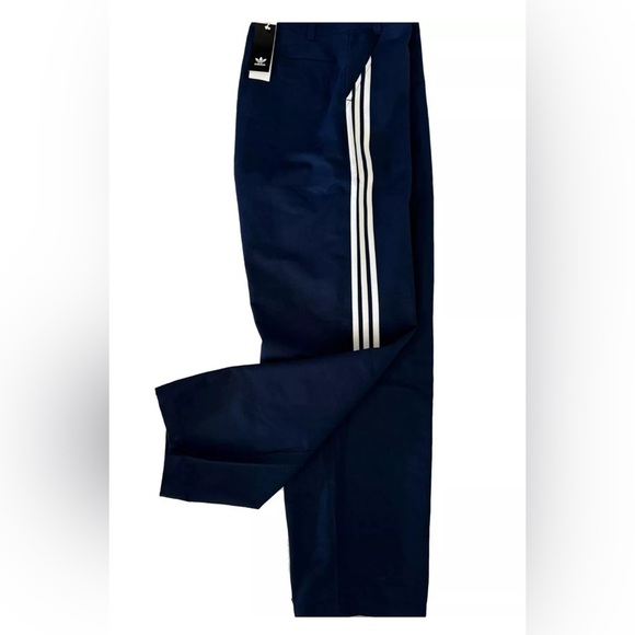 Adidas Skate Chino Men's Pants Blue 3 Stripe Baggy - Picture 4 of 6